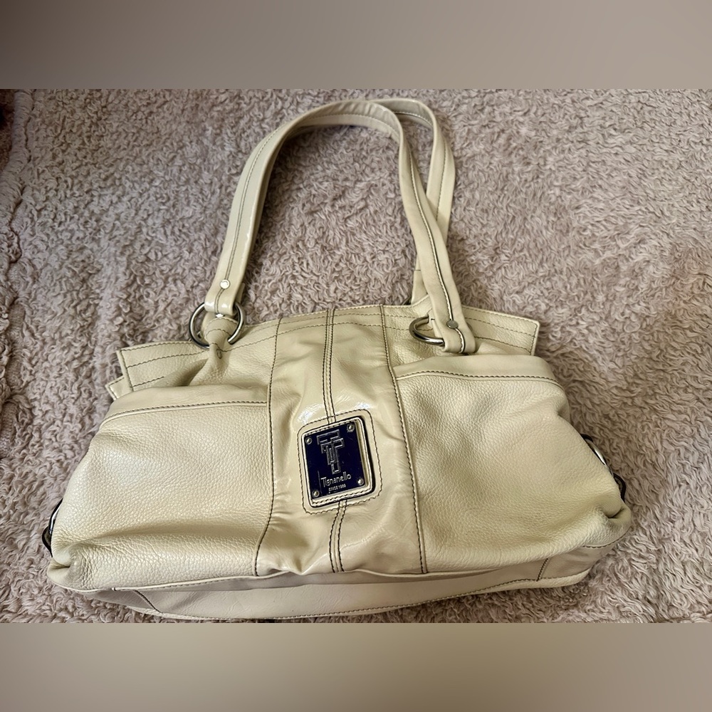 Tignanello Leather Light Cream Shoulder Bag